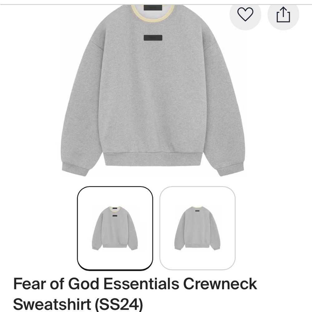 Essentials Light Gray Crewneck Sweater